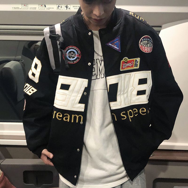 【小扬哥推荐】 赛车服棒球服夹克男大码oversize刺绣美式hiphop高