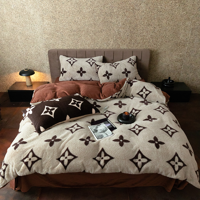 四叶花 加厚保暖牛奶绒四件套双面绒加绒绒毛四件套