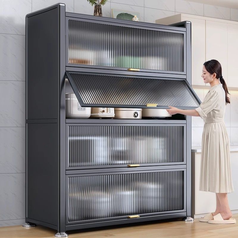 厨房防尘置物架落地多层家用收纳柜多功能碗碟餐边柜橱柜储物柜