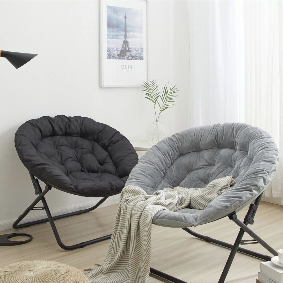 成人款山姆月亮椅微瑕可折叠宿舍懒人椅家用电竞寝室午休休闲沙发