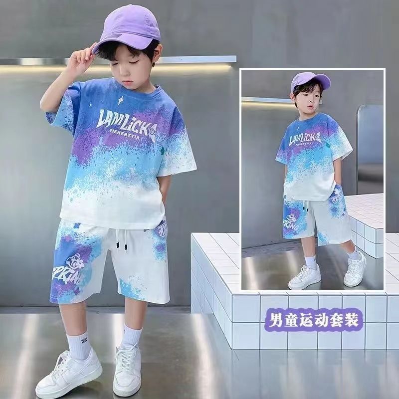 男童速干运动套装2024女孩夏季新款儿童中大童休闲宽松短袖篮球服