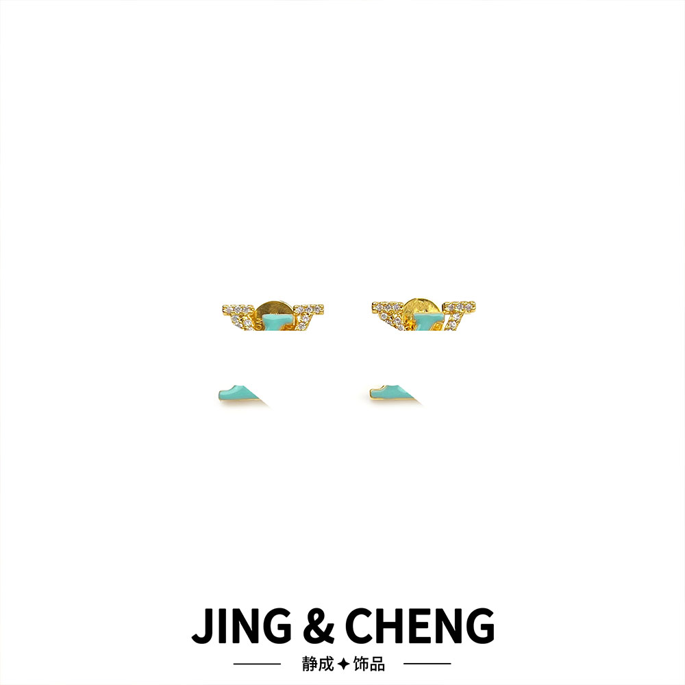 ✦L字母带钻✦湖蓝 JCA123时尚轻奢气质耳环