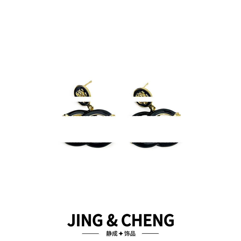 ✦山茶织梦✦JCA103黑色 时尚高级设计师耳钉耳环