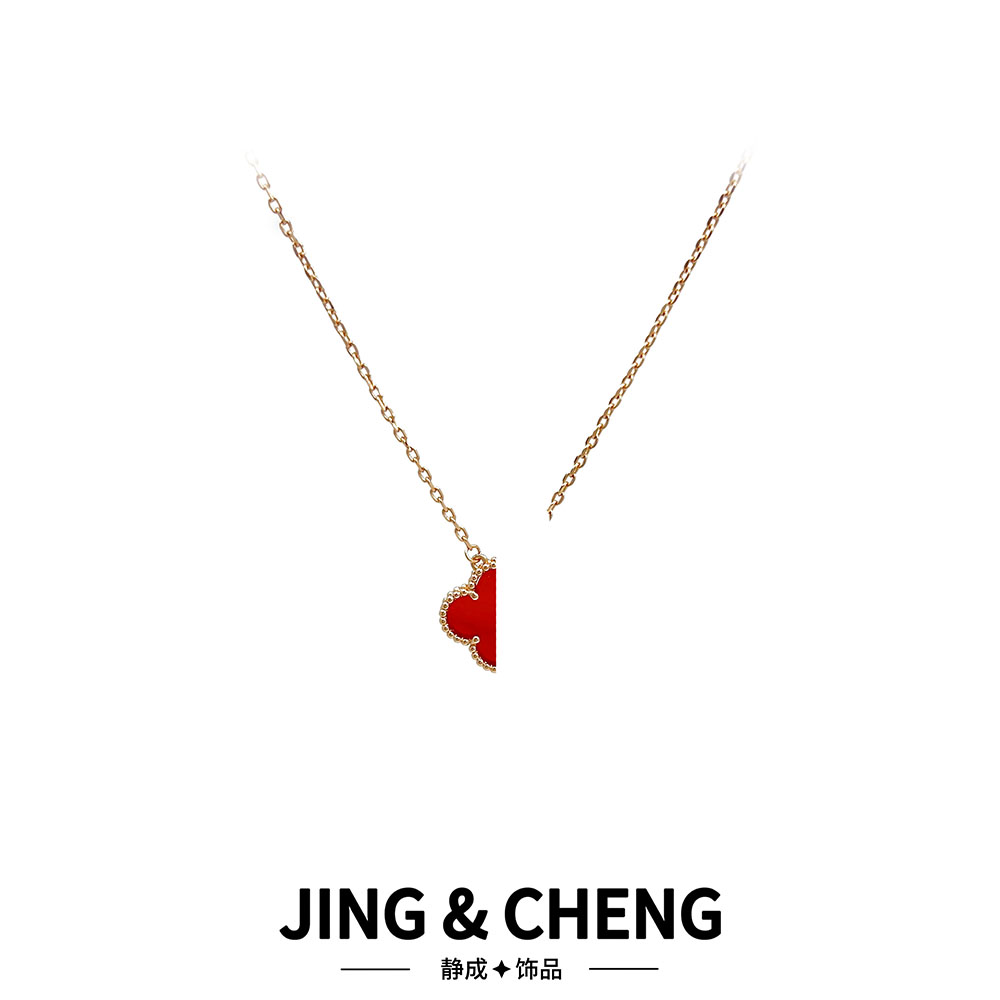 链坠均925银✦红色单花项链✦JCC42时尚轻奢高级百搭项链