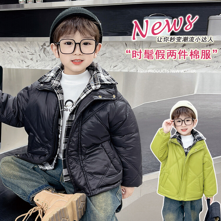 巴拉巴拉男童2023秋冬男童保暖时尚棉袄棉服韩版休闲纯色男中小童