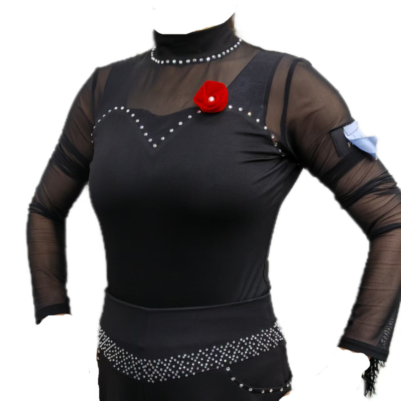 新款女士高龄拼接钻钻上衣时尚气质舞服吉特巴拉丁舞三步踩舞服上