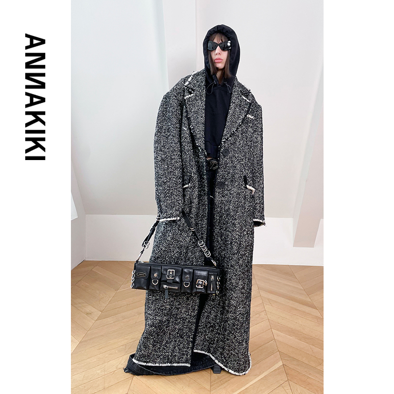 【AUNISEX专属】ANNAKIKI 宽松烂边大衣 3C4X1749H447