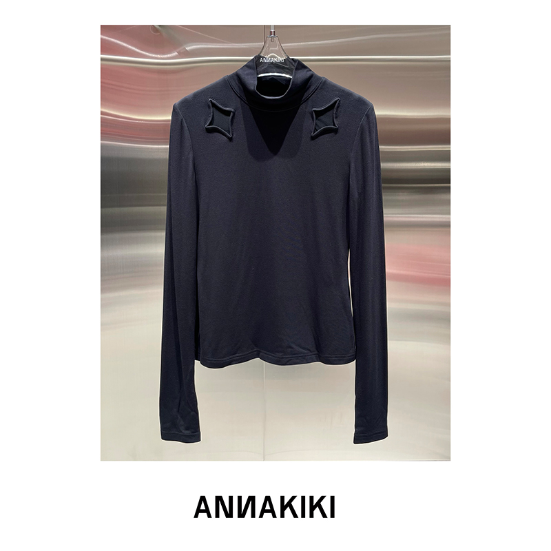 ANNAKIKI 立体四芒星高领气质设计师长袖打底上衣 3D4B0205H298