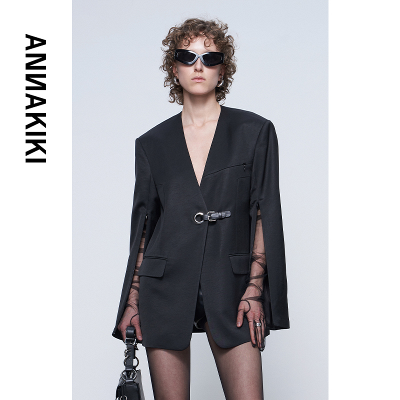 ANNAKIKI 无领分割V领西装外套 3D3A0618H241