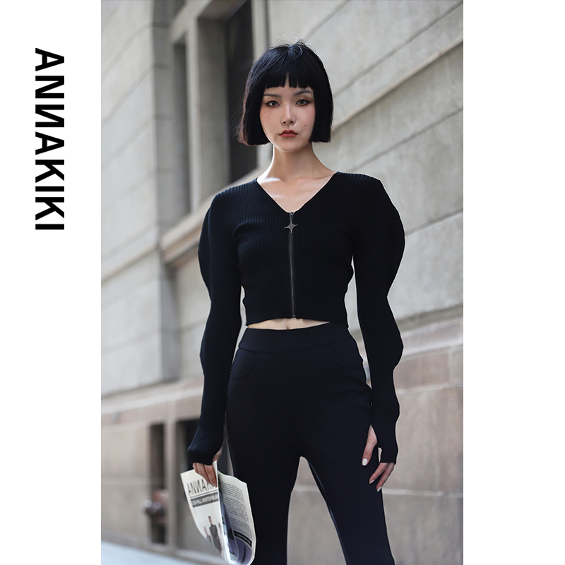 【AUNISEX专属】ANNAKIKI 3D波浪袖开衫 3B10721325A