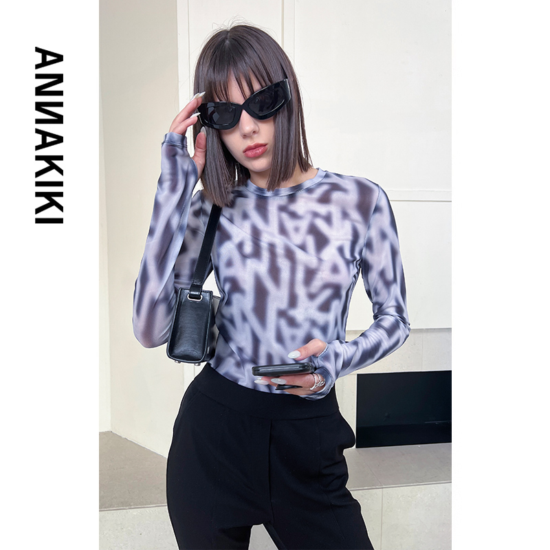 芦芦xLOGO印花网纱上衣3C3B0205H643