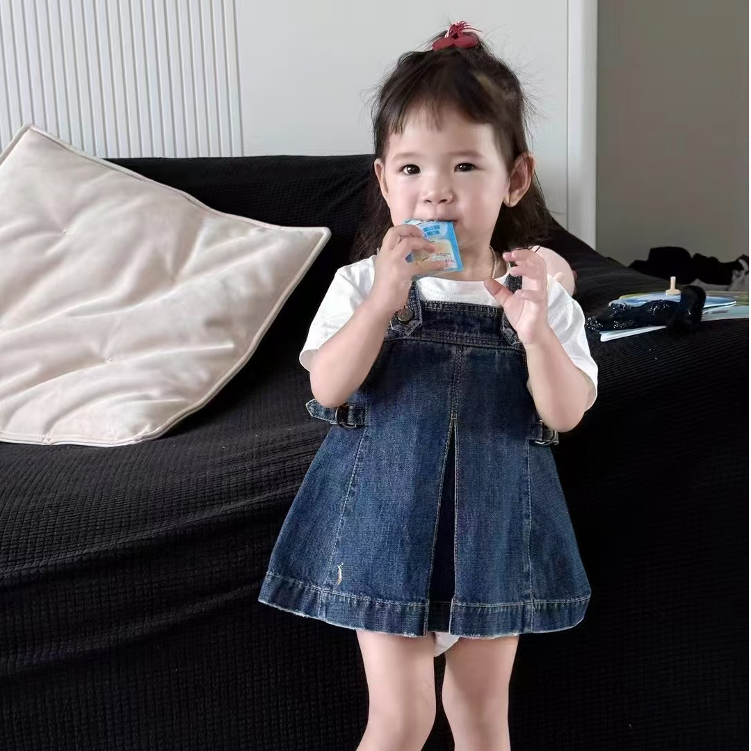 儿童 吊带牛仔裙【自制】