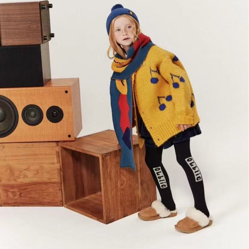 豆豆 黄蓝两色樱桃针织衫