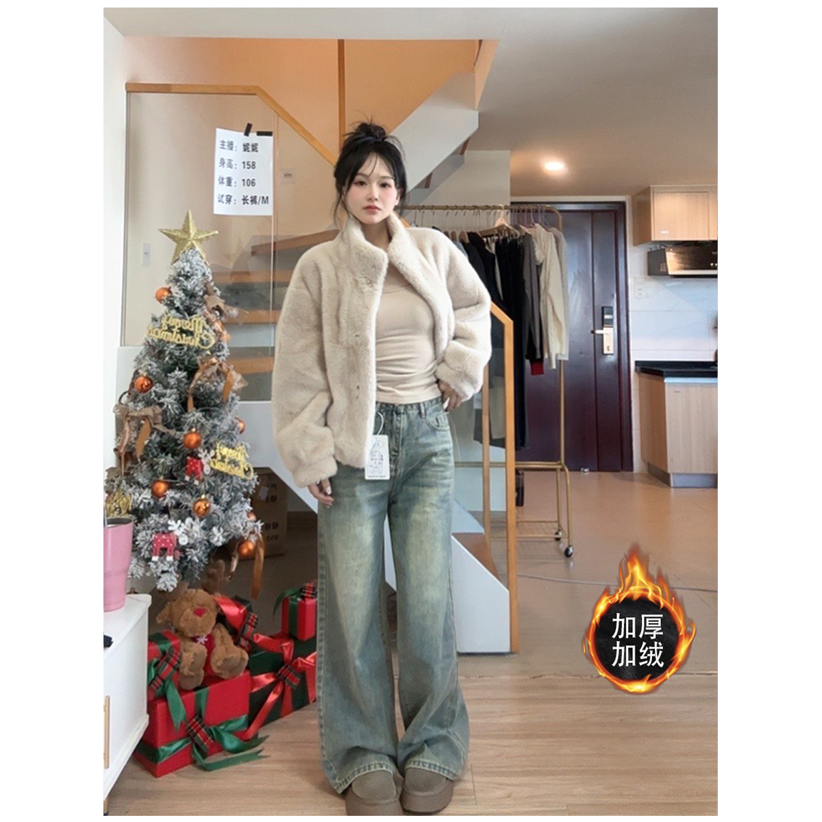 T36【RONZE潮流】秋冬复古怀旧色ins阔腿牛仔裤女高腰宽松拖地裤