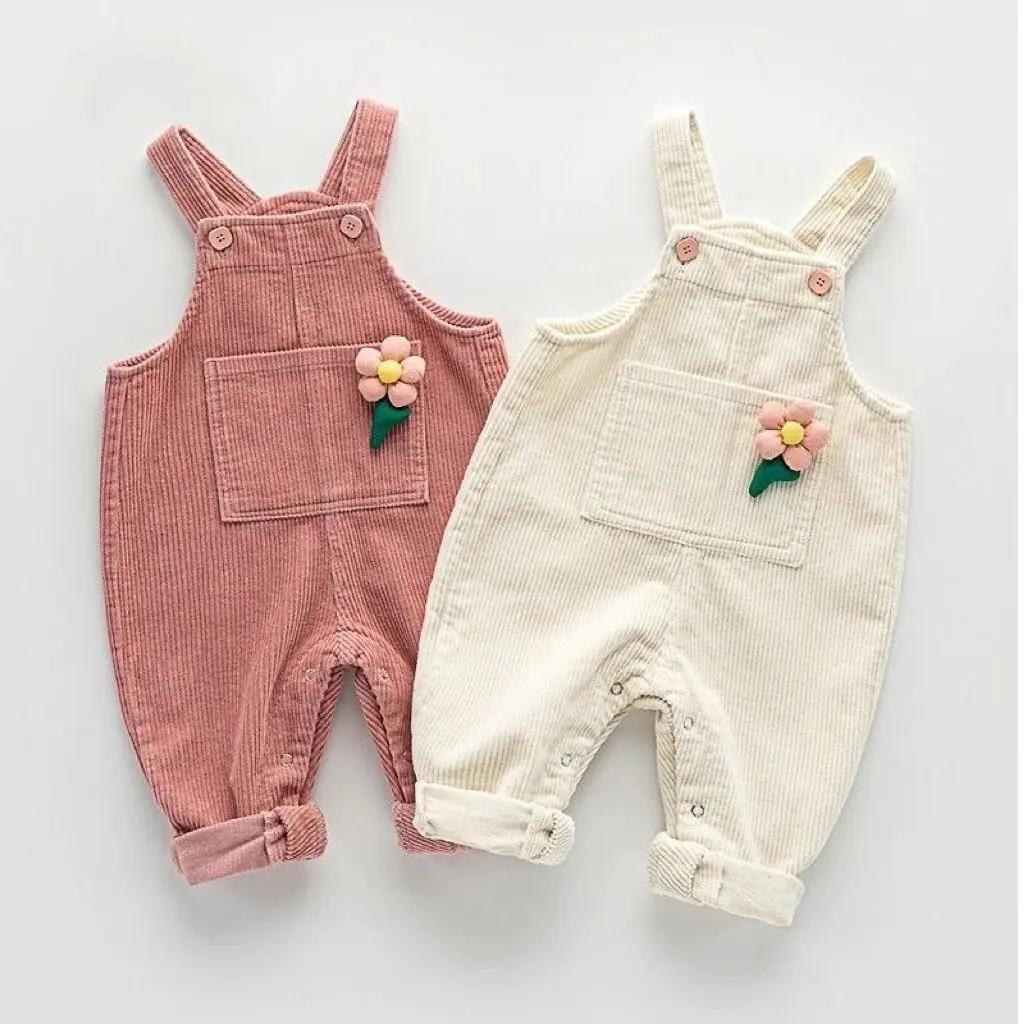 宝宝背带裤冬加绒可爱公主一岁女小童灯芯绒裤子保暖加厚婴儿棉KX