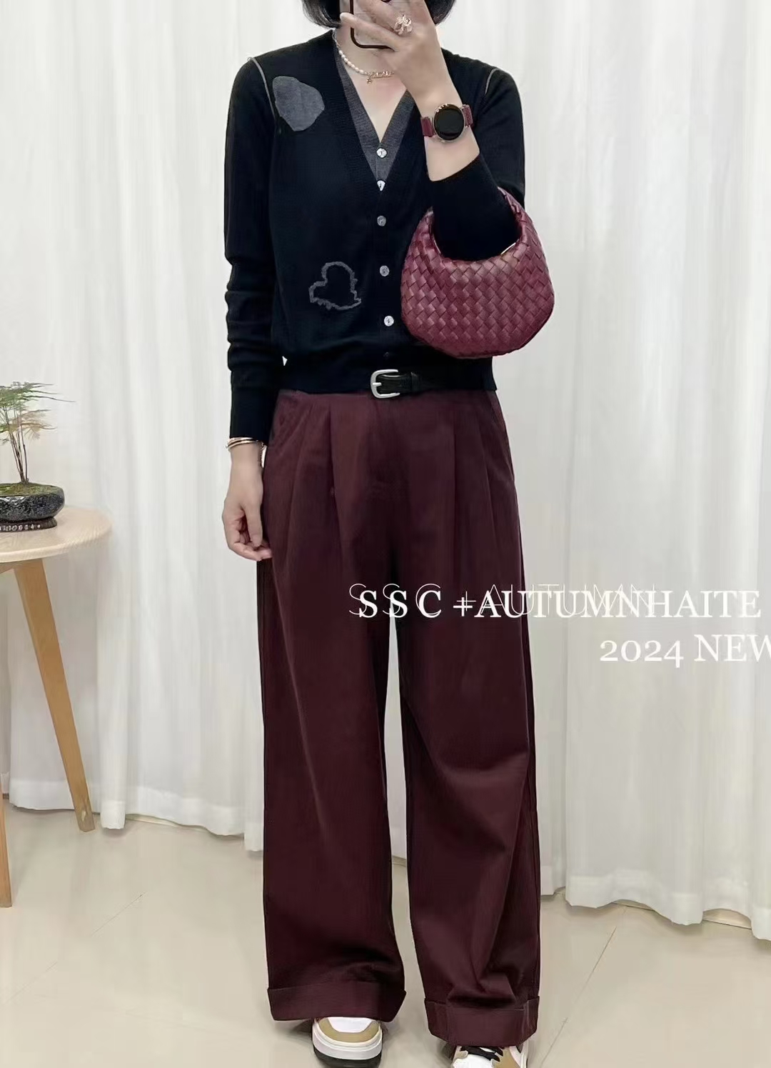 秋冬加厚高腰显瘦垂感时尚休闲宽松拖地裤女