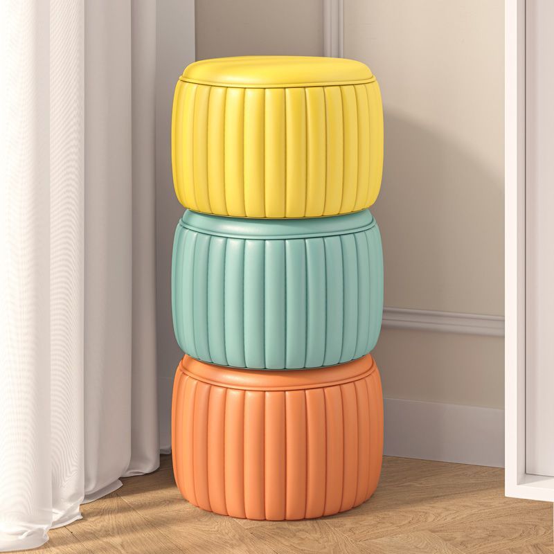 小凳子家用矮凳圆凳换鞋凳简约墩子板凳客厅沙发南瓜实木创意皮凳