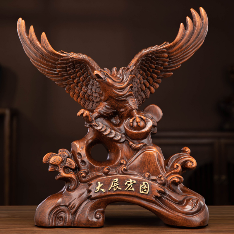 大展宏图老鹰办公室摆件中式客厅书桌玄关酒柜装饰工艺品摆设