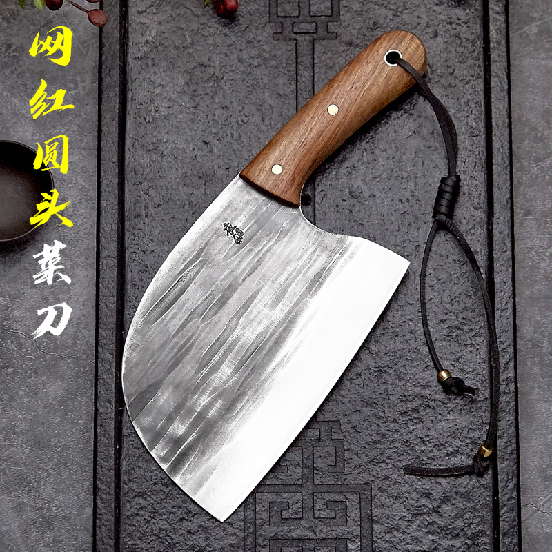 李麻子手工锻打女士小菜刀家用网红圆头厨师专用切肉片超快锋利刀
