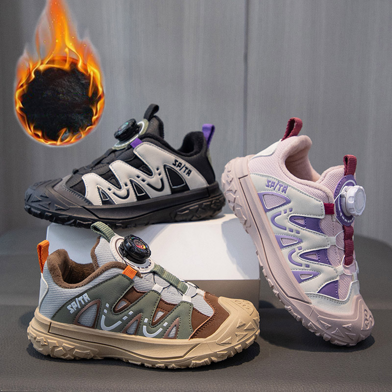 旋转纽扣时尚设计感加绒保暖冬季棉鞋女童日常百搭休闲BT1051二棉