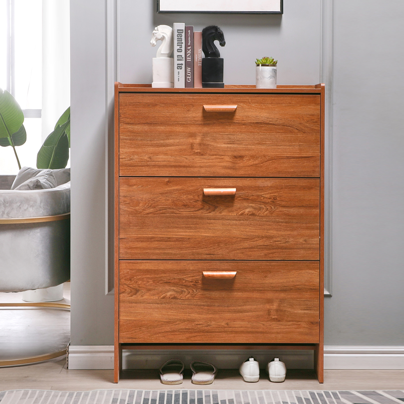 超薄翻斗鞋柜家用门口储物柜收纳玄关柜一体实木色多功能多层鞋架