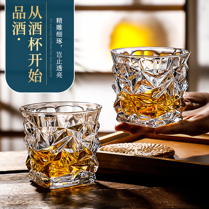 青苹果北欧古典家用威士忌酒杯洋酒杯子水晶玻璃高端酒具无铅个性