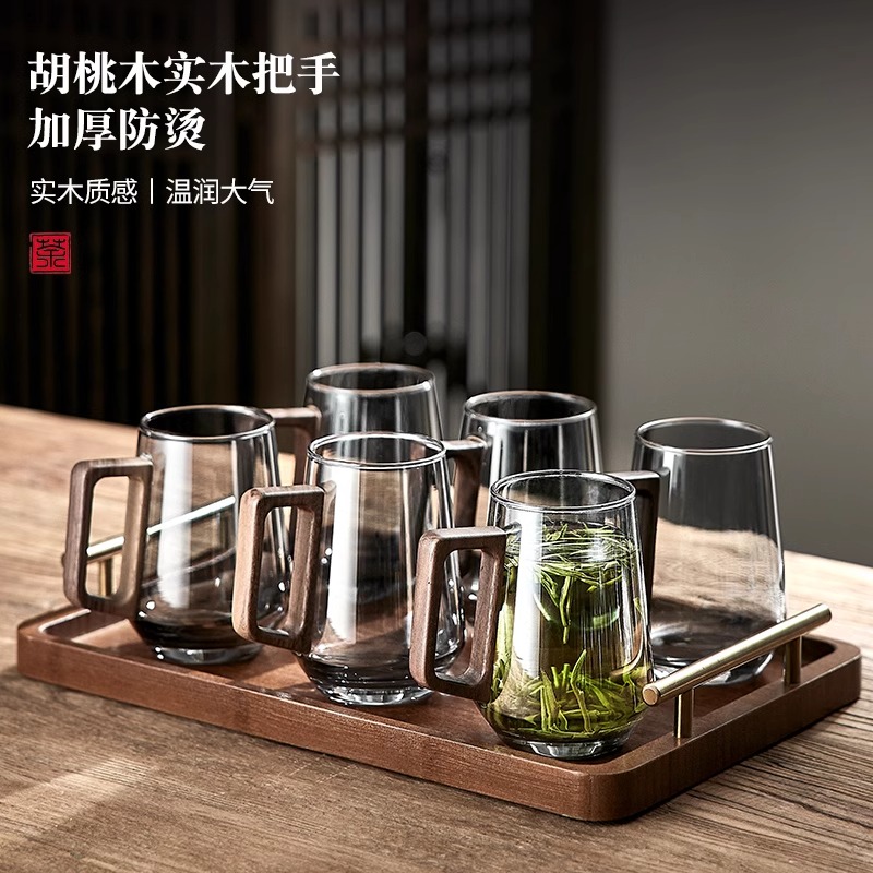 中式玻璃杯泡茶杯家用客厅待客耐高温绿茶杯高档个人喝水杯子