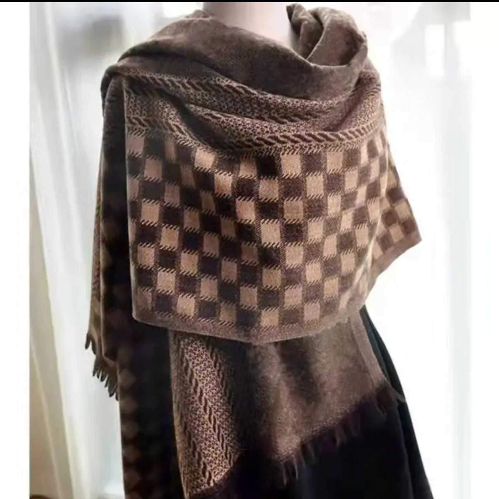 复古风百搭披肩毛线围脖毛手工围巾秋冬季新款时尚保暖围双面加厚