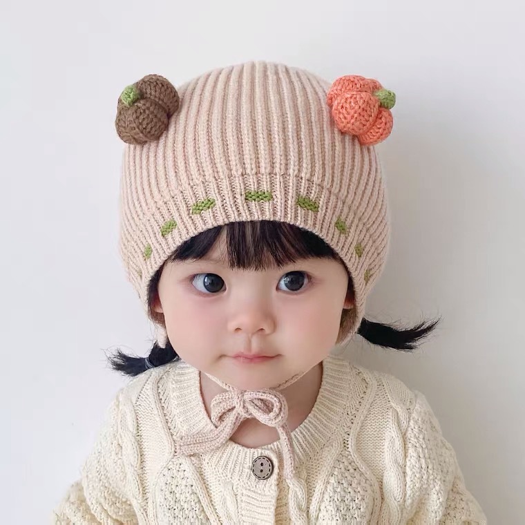 宝宝帽子可爱秋冬季韩版套头护耳帽男女婴幼儿针织毛线保暖百搭潮