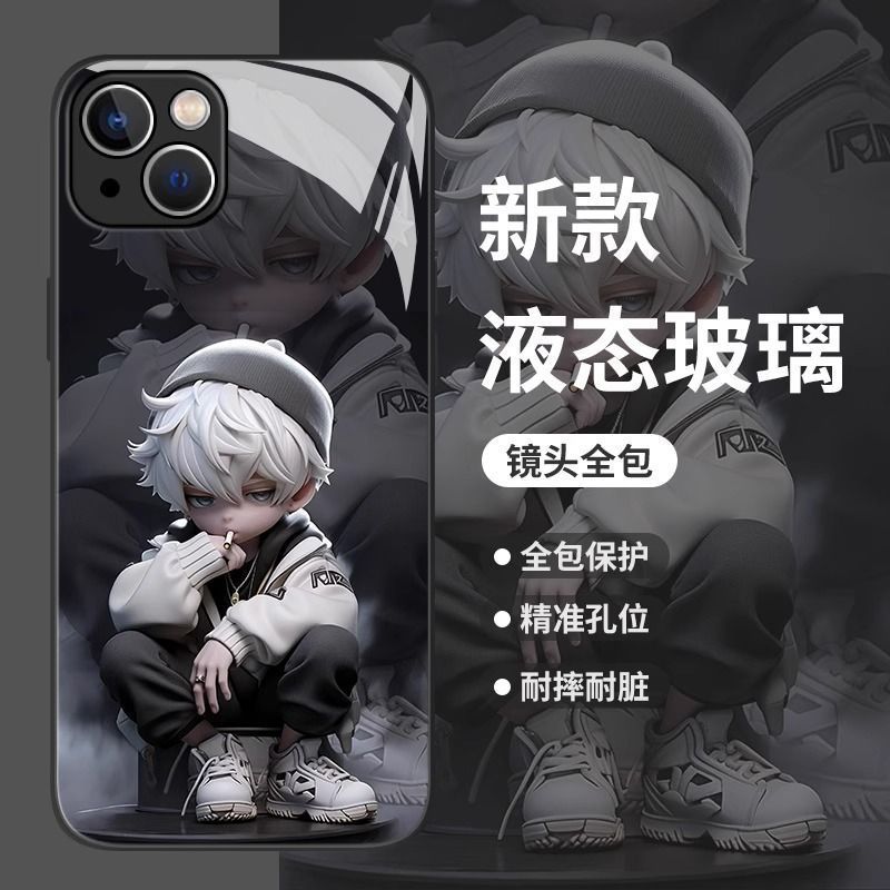 潮款男款苹果15手机壳iPhone14promax耐脏玻璃硬壳13高级12全包11