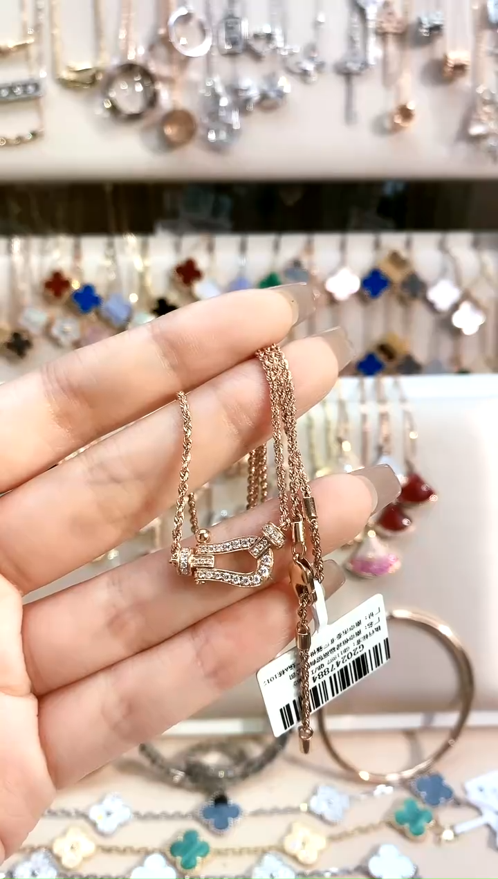 【闪购商品】钻石套链18K金镶嵌18K金镶嵌钻石 K玫多人