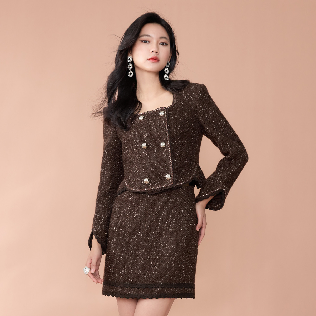 【诗语专属】EVA OUXIU/伊华欧秀小香风套装43WTZ5118