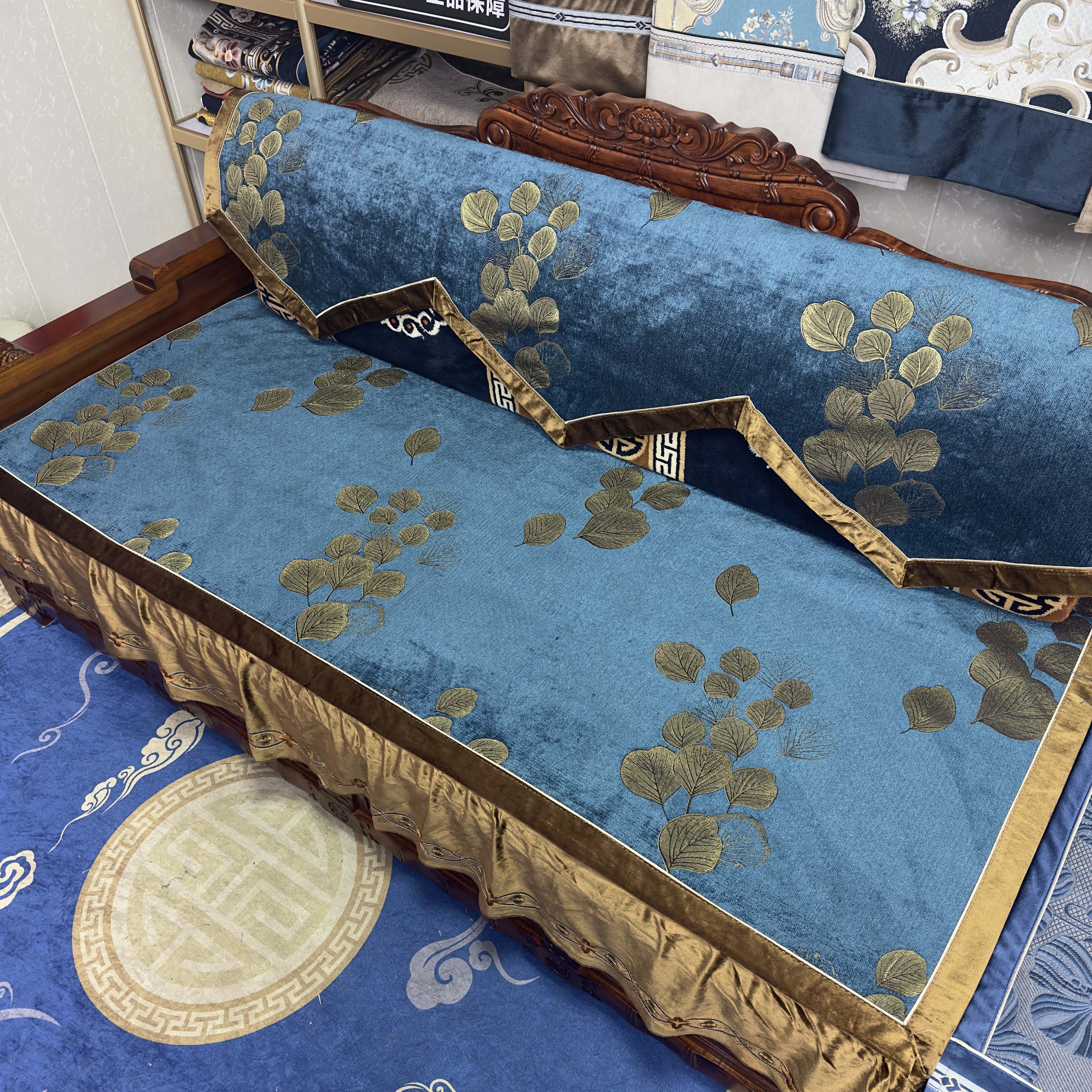 高端沙发垫轻奢高级感现代风藏式床裙款坐垫高克重雪尼尔拉萨发货