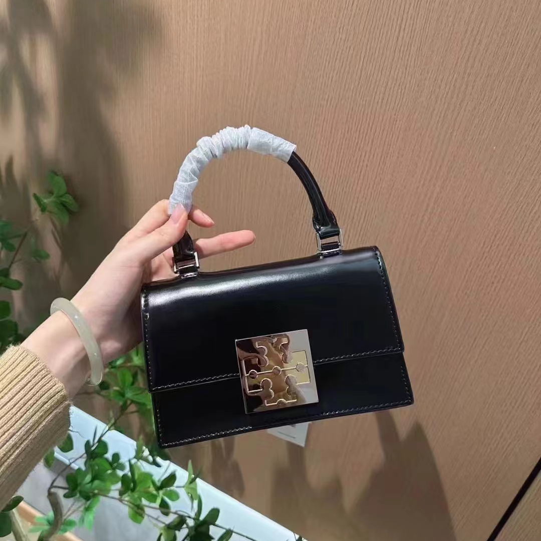 全新未使用 TORY BURCH/汤丽柏琦  新款时尚黑色手提斜挎包