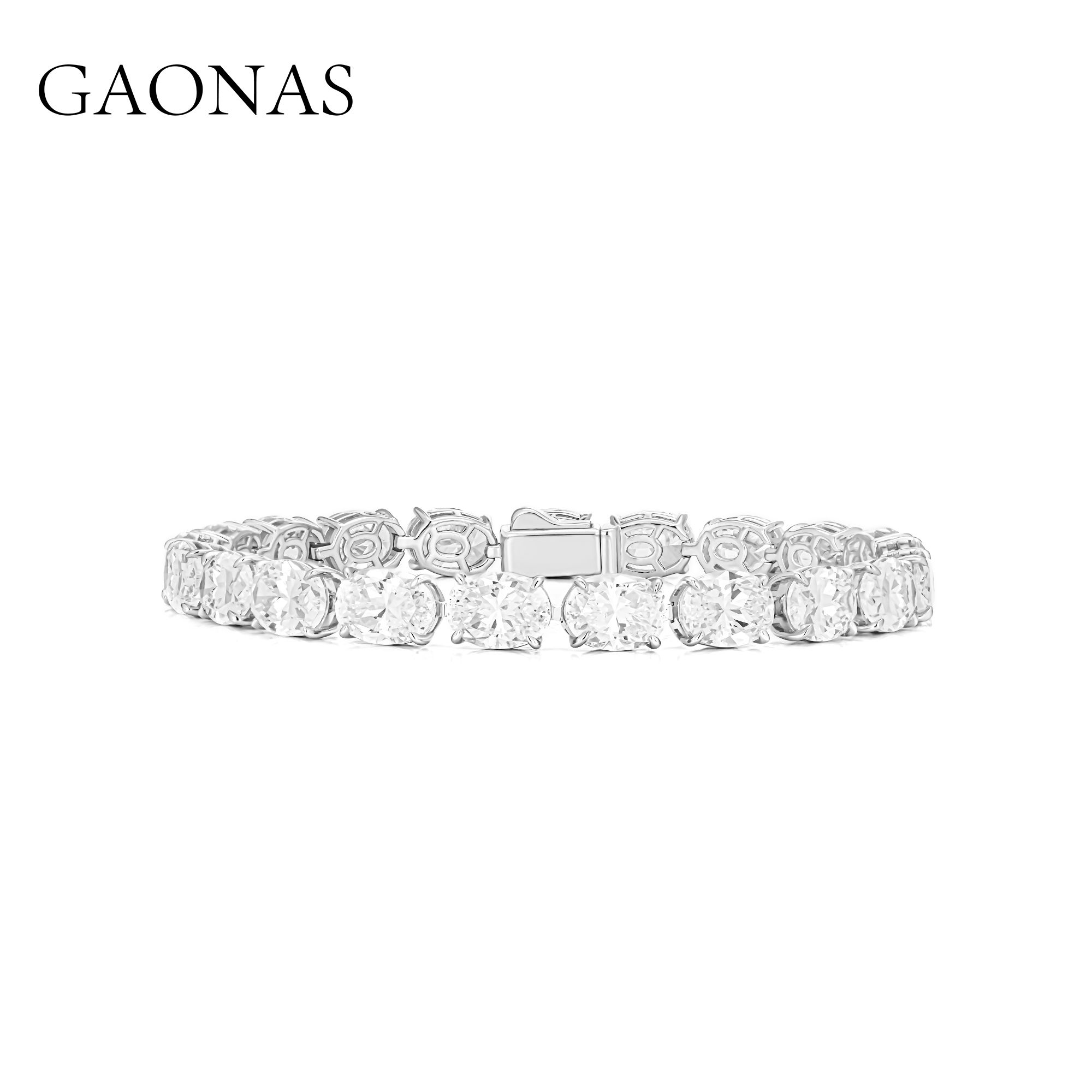 925银合成锆石手链 经典贵气美白色蛋形豪镶手链  10940SW