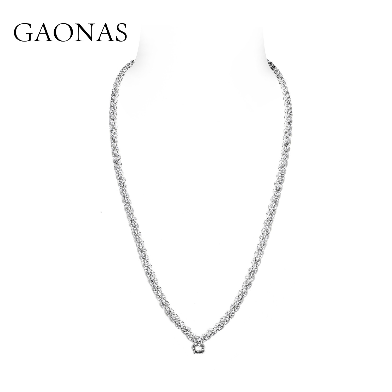 GAONAS 坠链均925银合成锆石 简约重磅长多功能链 WX16500