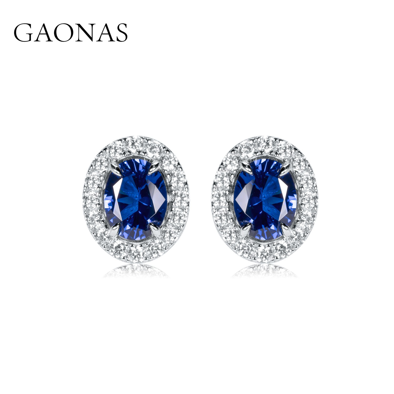 GAONAS 合成锆石耳饰 高纳仕蛋形轻奢蓝色耳钉气质11750EB