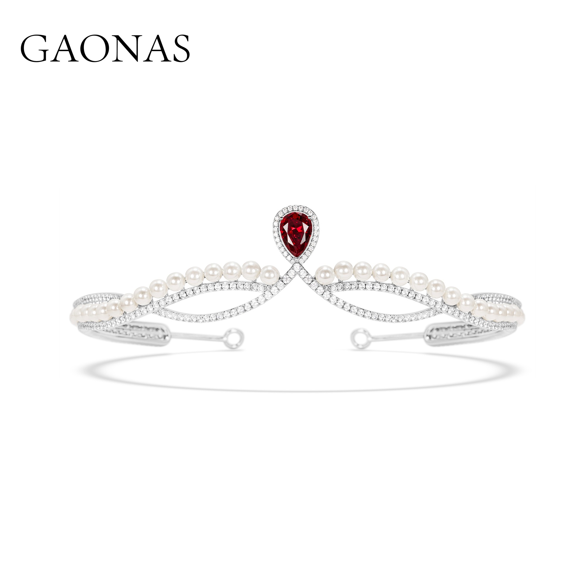 GAONAS时尚气质轻奢优雅红色爱心心形红皇后王冠R114200