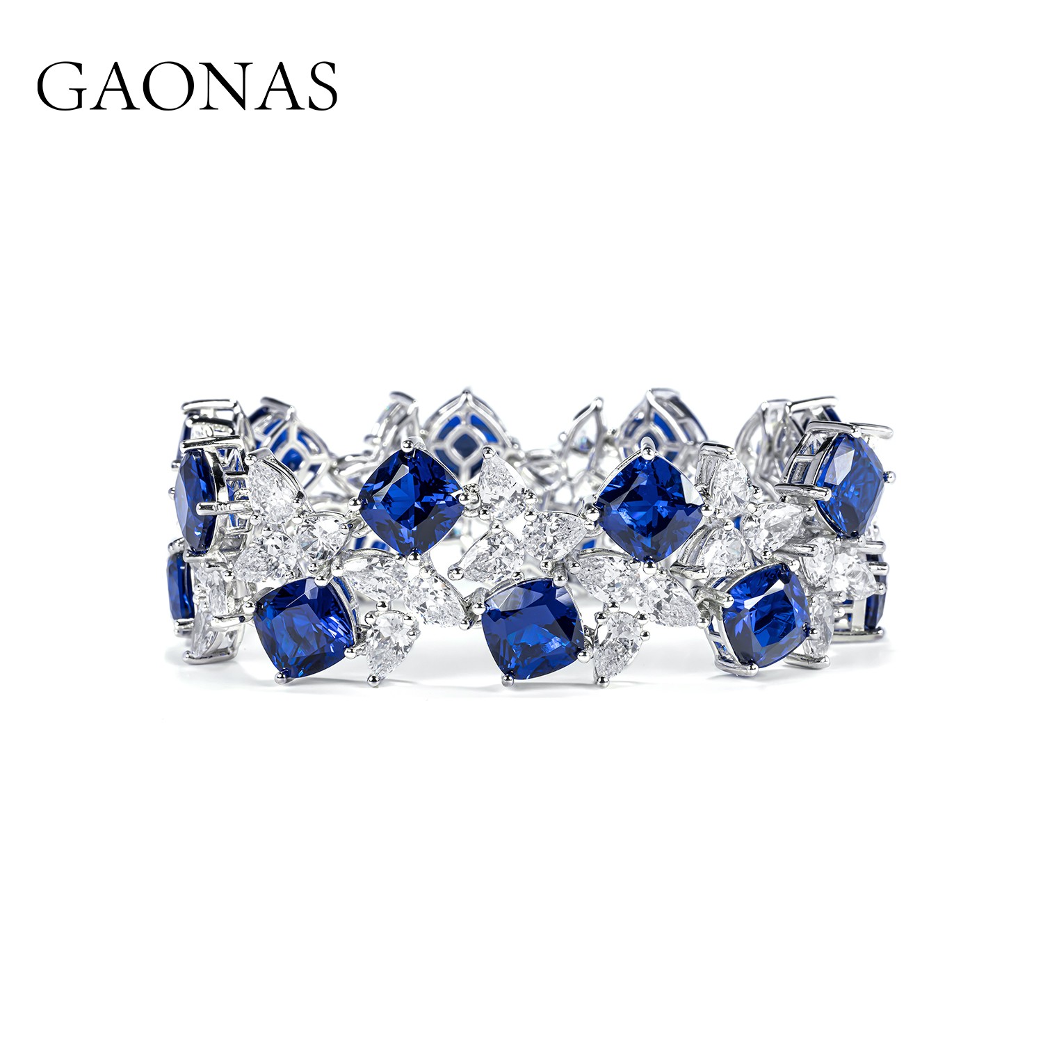 GAONAS 925银合成锆石手链 蓝多瑙河 重磅蓝手链 BS037260