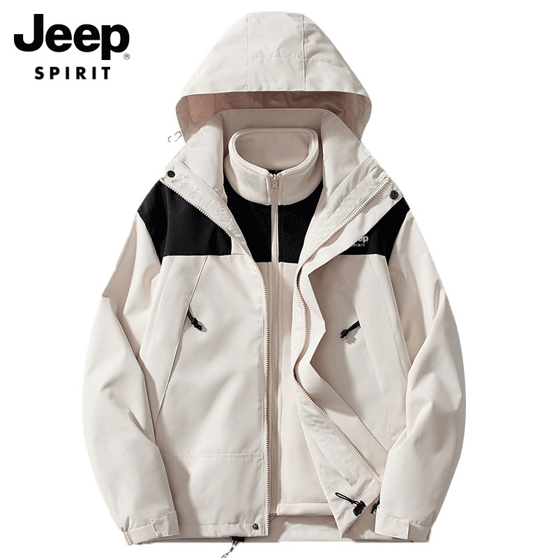 JEEP吉普冲锋衣三合一户外男女款保暖防风防水爆款外套情侣登山服