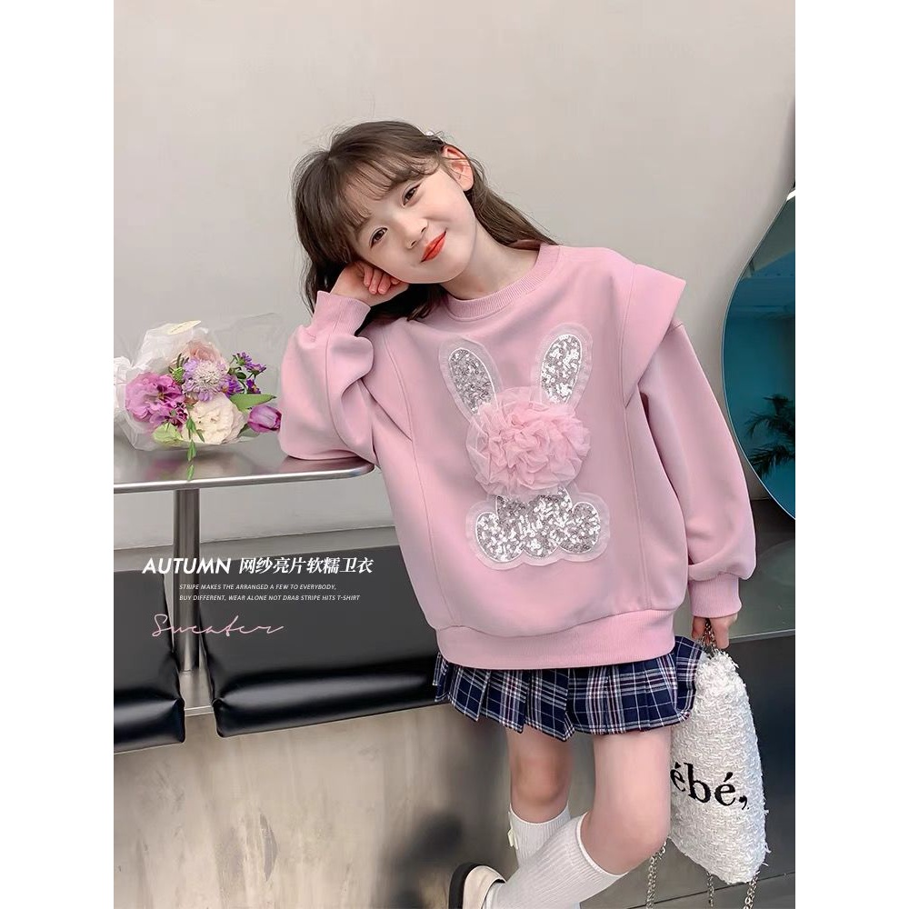 女童卫衣春秋款2023新款洋气儿童秋冬加绒加厚小女孩上衣宽松套头