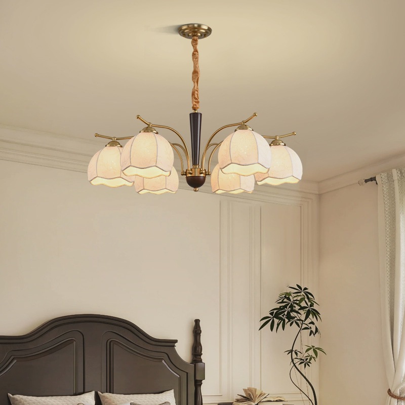 客厅吊灯设计师中古风创意浪漫法式复古南洋美式餐厅卧室灯具布罩