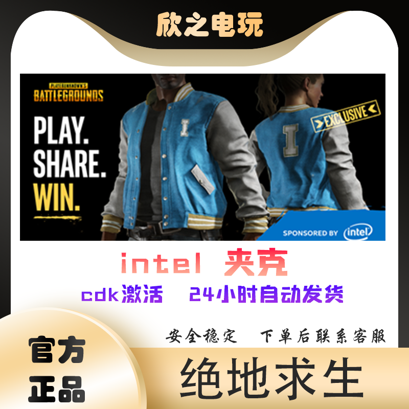 PUBG绝地求生皮肤INTEL英特尔联名夹克衣服外套服装吃鸡CDK兑换码