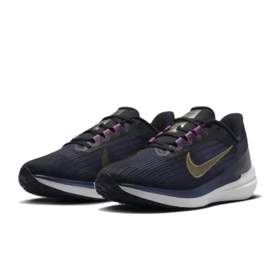 Nike/耐克Zoom Winflo 9减震防滑耐磨低帮跑步鞋黑蓝金DD6203-007