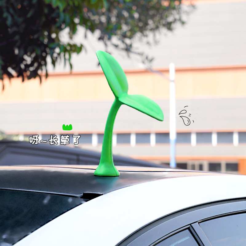 汽车车顶装饰3D立体车贴可爱个性小树苗EVA材质恶魔角卖萌贴外饰