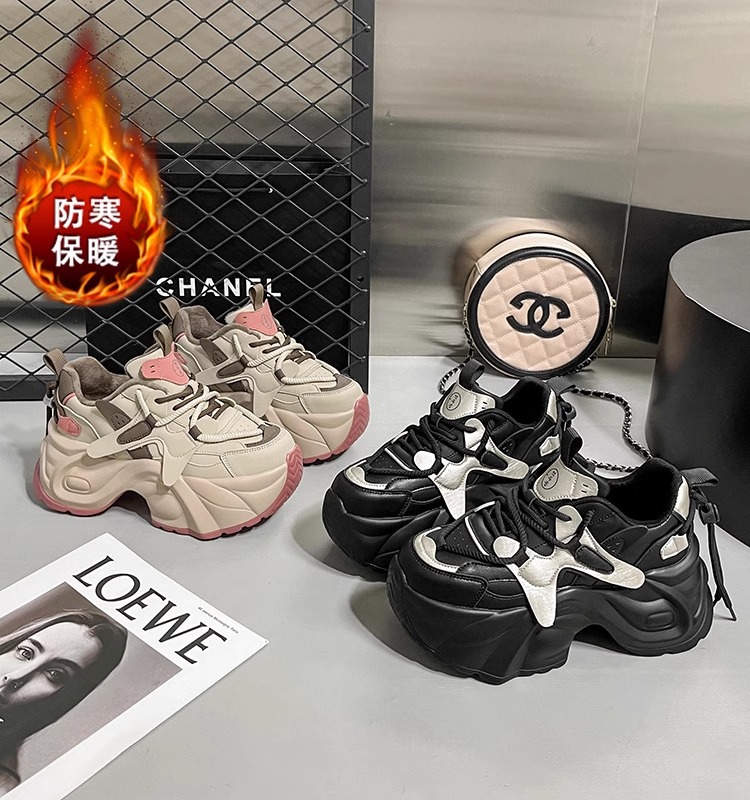 厚底老爹鞋女秋冬新款加绒保暖防寒冬季ins时尚百搭韩版网红学生