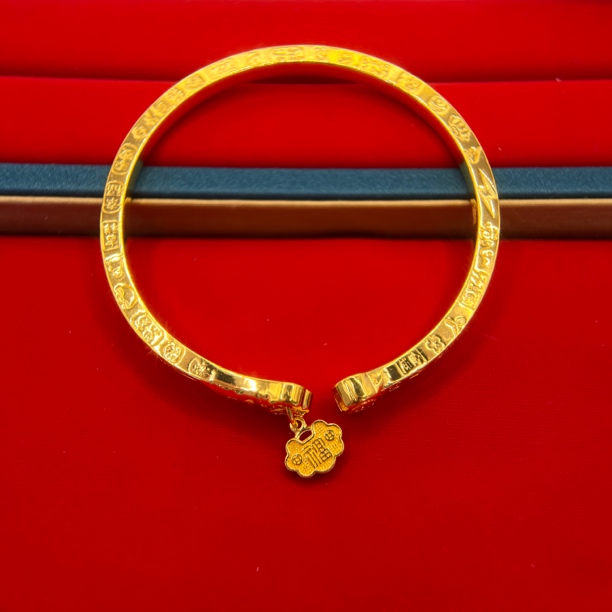 足银手镯 足银手镯 P2718福字锁包吉言开口手镯