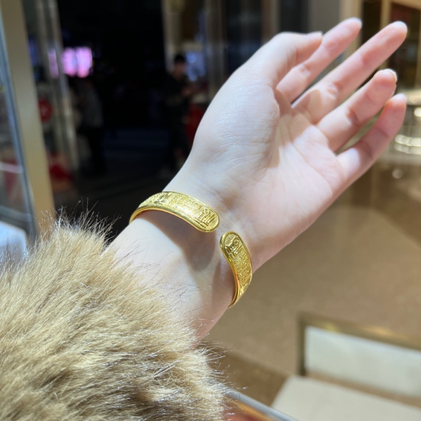 足银手镯 宽版百福手镯