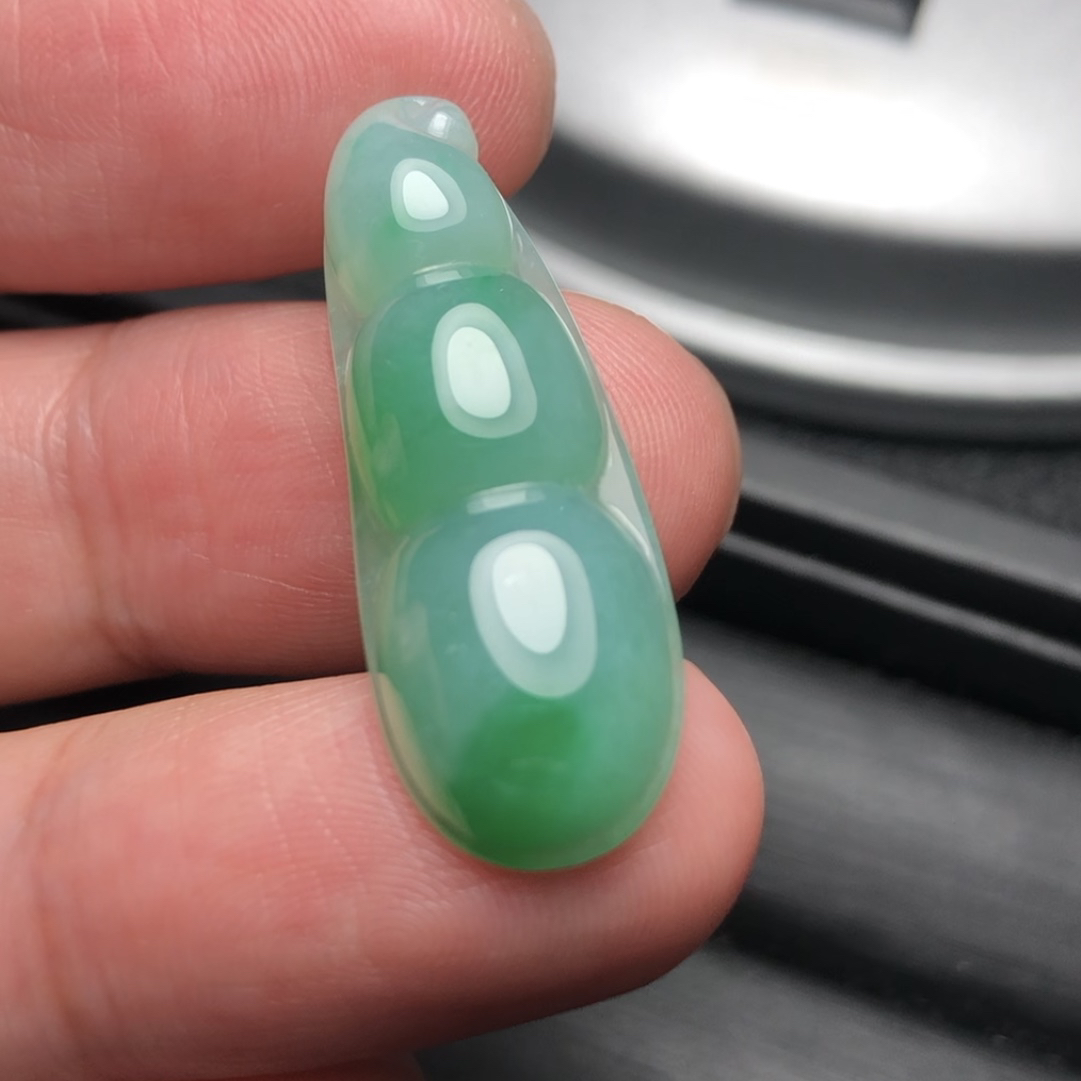 福豆翡翠冰绿满绿精美飘绿 34.2×12×6