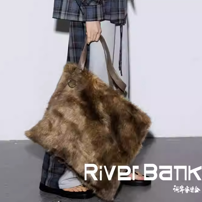 河岸家买手店设计师UHOOWU咖色环保托特包女24冬